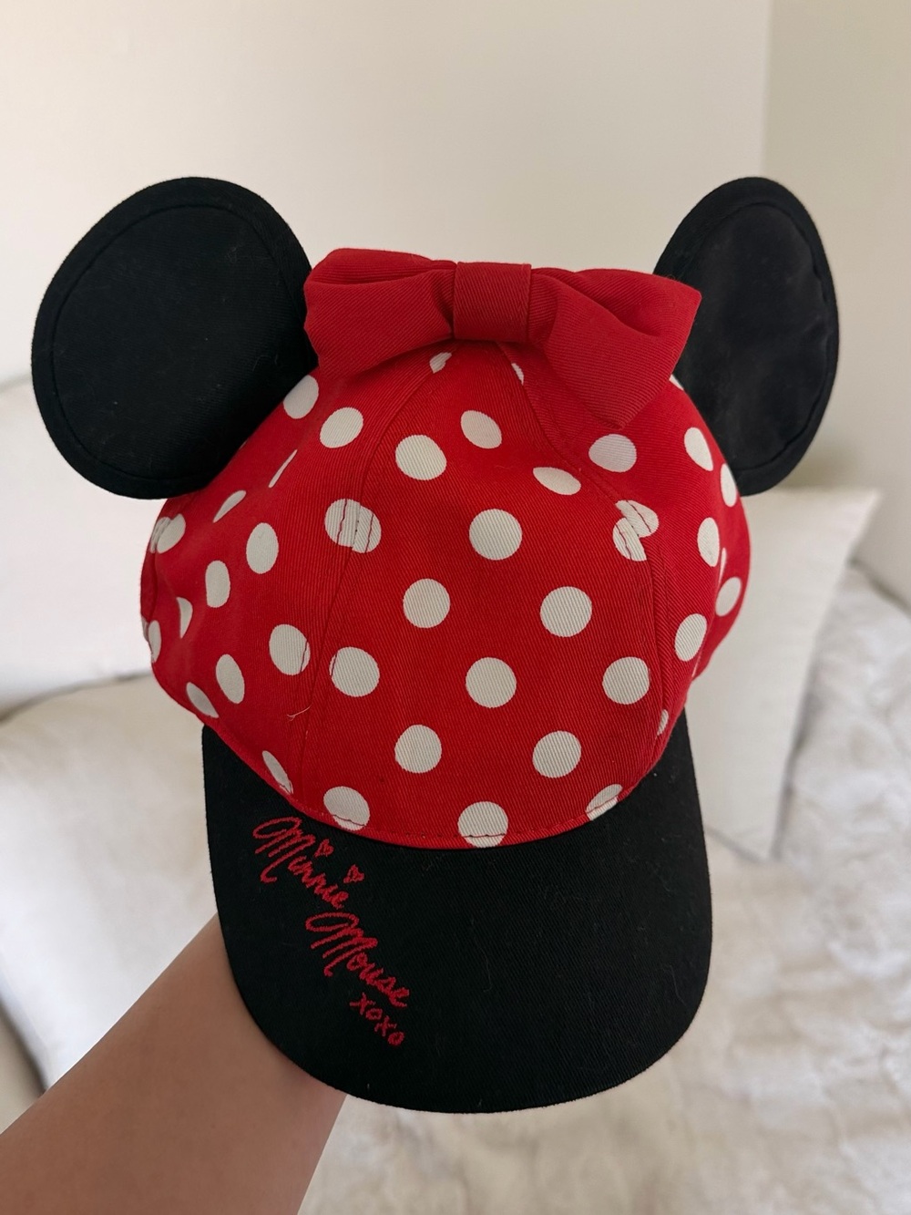 Disney Pink Polka Dot Minnie Ear Cap with Black Trim